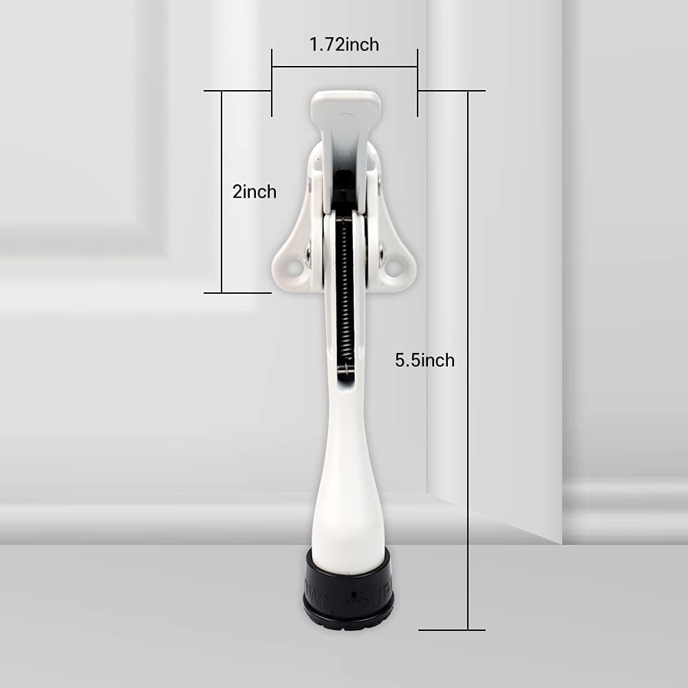 One Touch Kickdown Door Stopper, Door Holder, Heavy Duty Door Stops, Bottom of Door, Height-Adjustable Rubber Tips by HASHI (White 4 inch x 1pack)