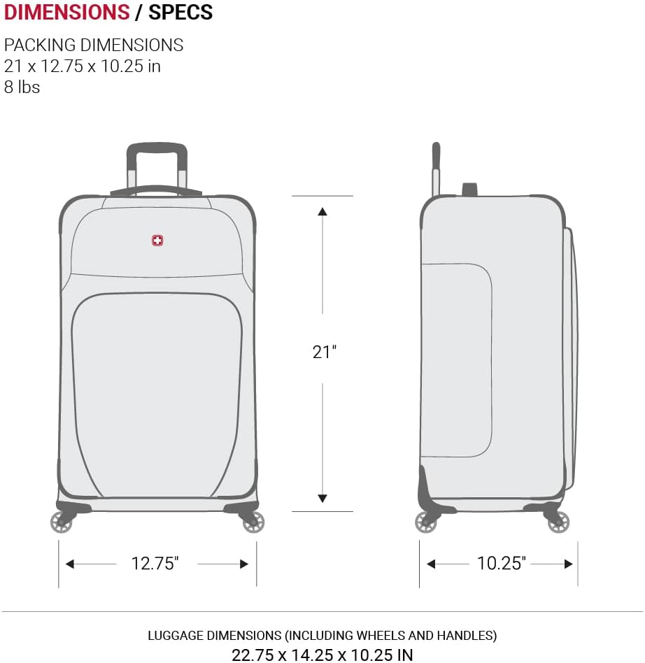SwissGear Sion Softside Expandable Luggage with Spinner Wheels, Evergreen, 3-Piece Set (21/25/29)