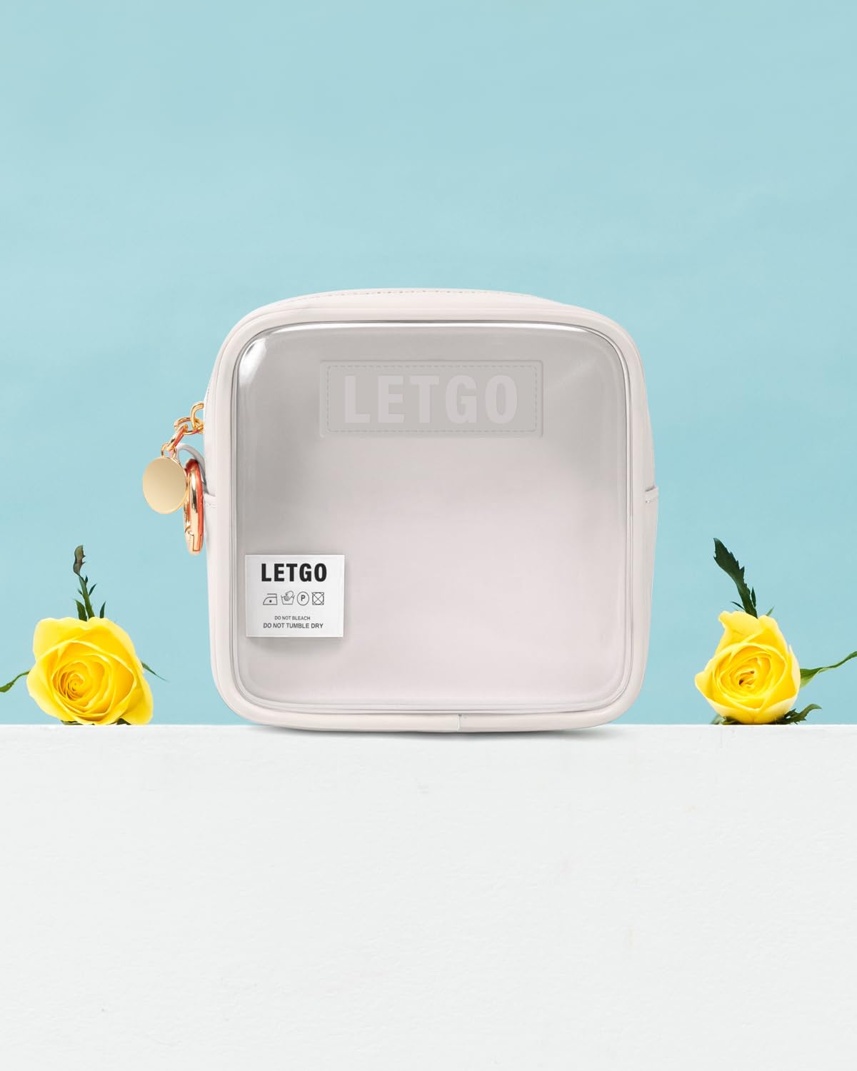 LETGO Small Makeup Bags for Purse-Mini Clear Toiletry Bag,Travel Size Toiletries Clear Cosmetic Bags Travel Essentials Car Makeup Bag Car Accessories for Women Men (Mini White)