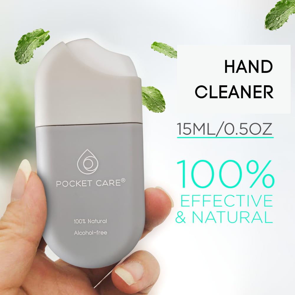POCKET CARE | 3 Pack Peppermint Hand Cleanser Moisturizing Spray 1.5 Fl OZ- for Hands | Organic | Travel Size - Travel Accessories | 100% natural