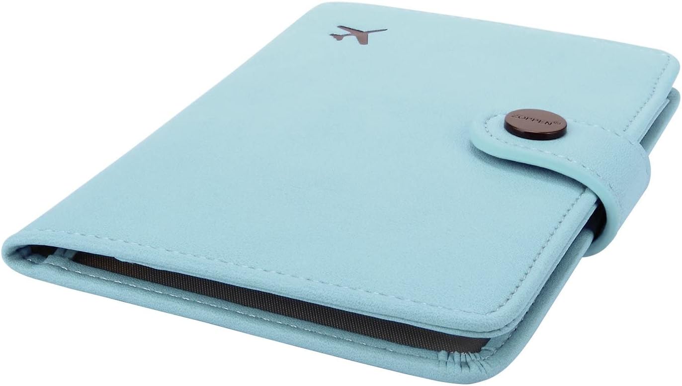ZOPPEN Passport Holder Women, Passport Cover Travel Wallet Rfid Blocking Passport Wallet Cover Case Travel Essentials Document Organizer, Paradise Blue