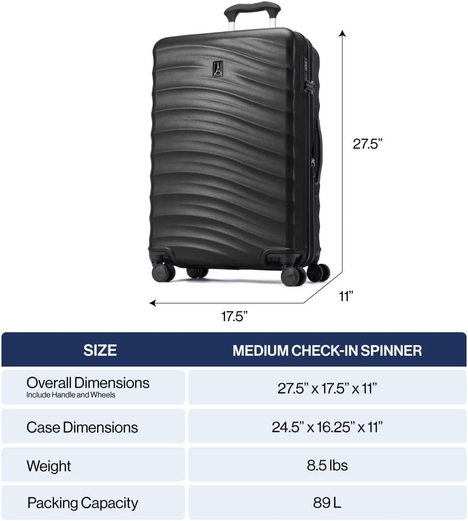 Travelpro Maxlite Air V2 Hardside Expandable Checked Luggage, 8 Spinner Wheels, Lightweight Hard Shell Suitcase, TSA lock, Ensign Blue, Checked Medium 25-Inch
