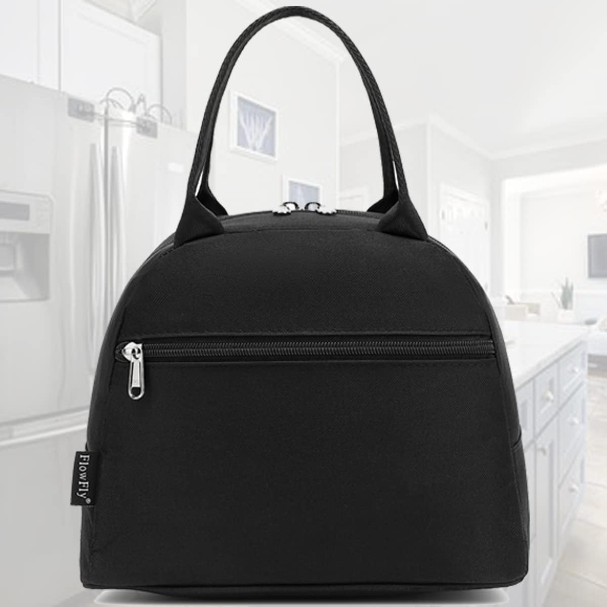 FlowFly Insulated Lunch Cooler Bag - Tote Bag Organizer for Women/Men, Black