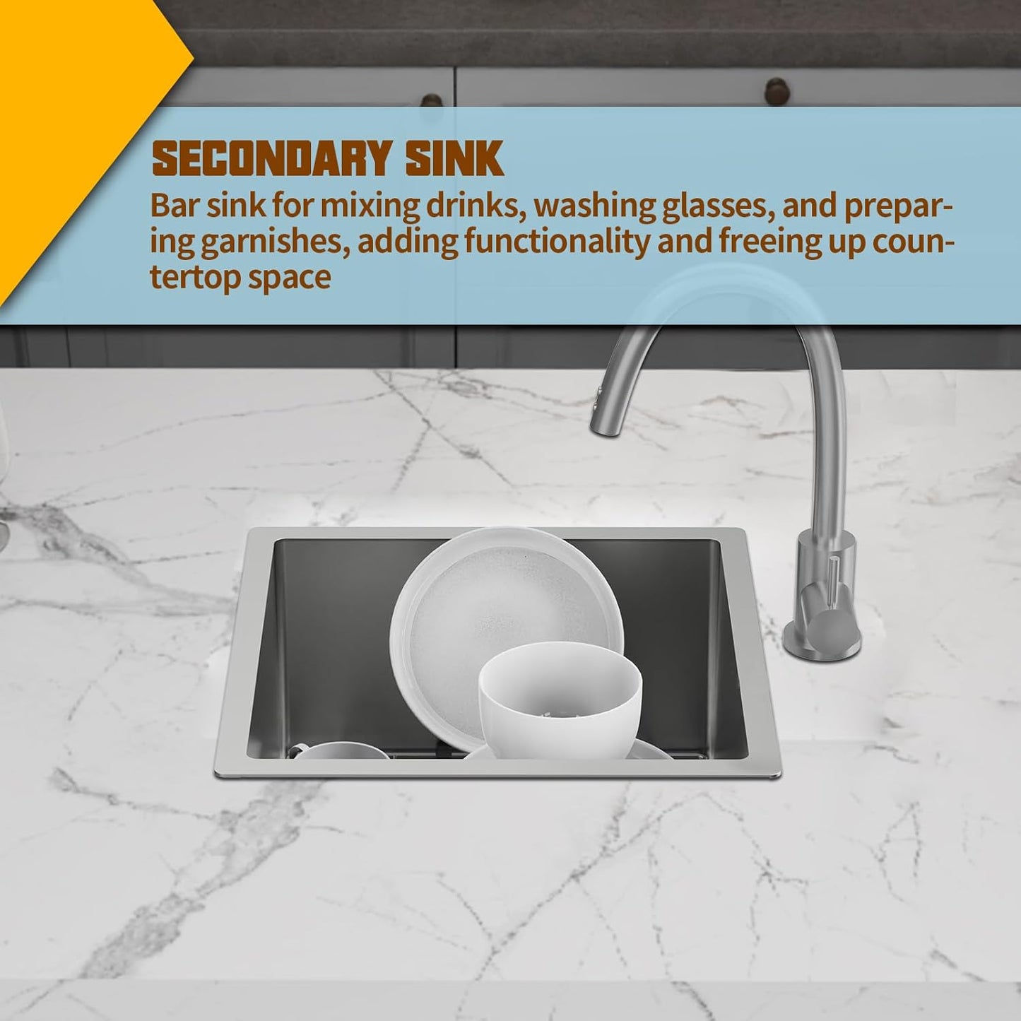 Small Kitchen Sink,18x18 In Bar Sink Stainless Steel Undermount Small Kitchen Sink Ideal Choice For Small Space Nice As Undermount Prep Sink,RV Kitchen Sink With Bottom Grid,Silicon Mat And Drain Set
