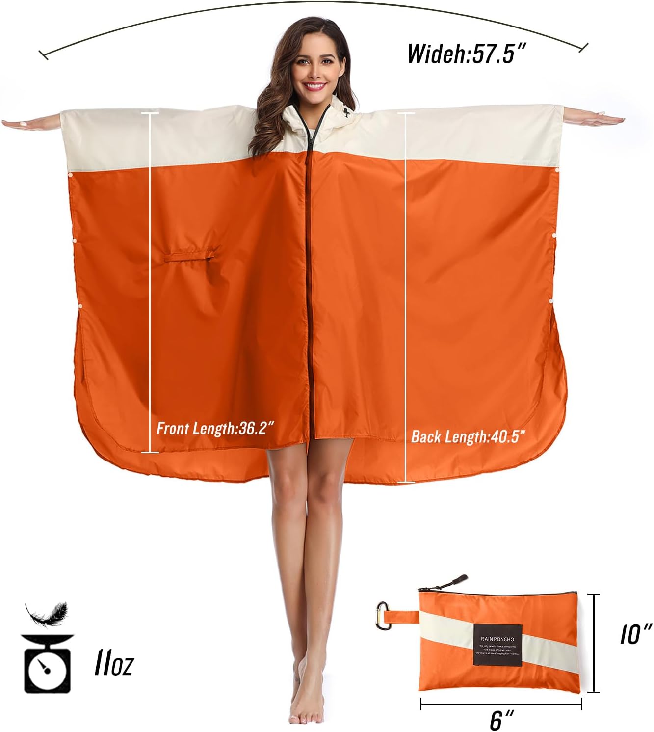 SaphiRose Unisex Rain Poncho Hooded Waterproof Raincoat for Adults Women