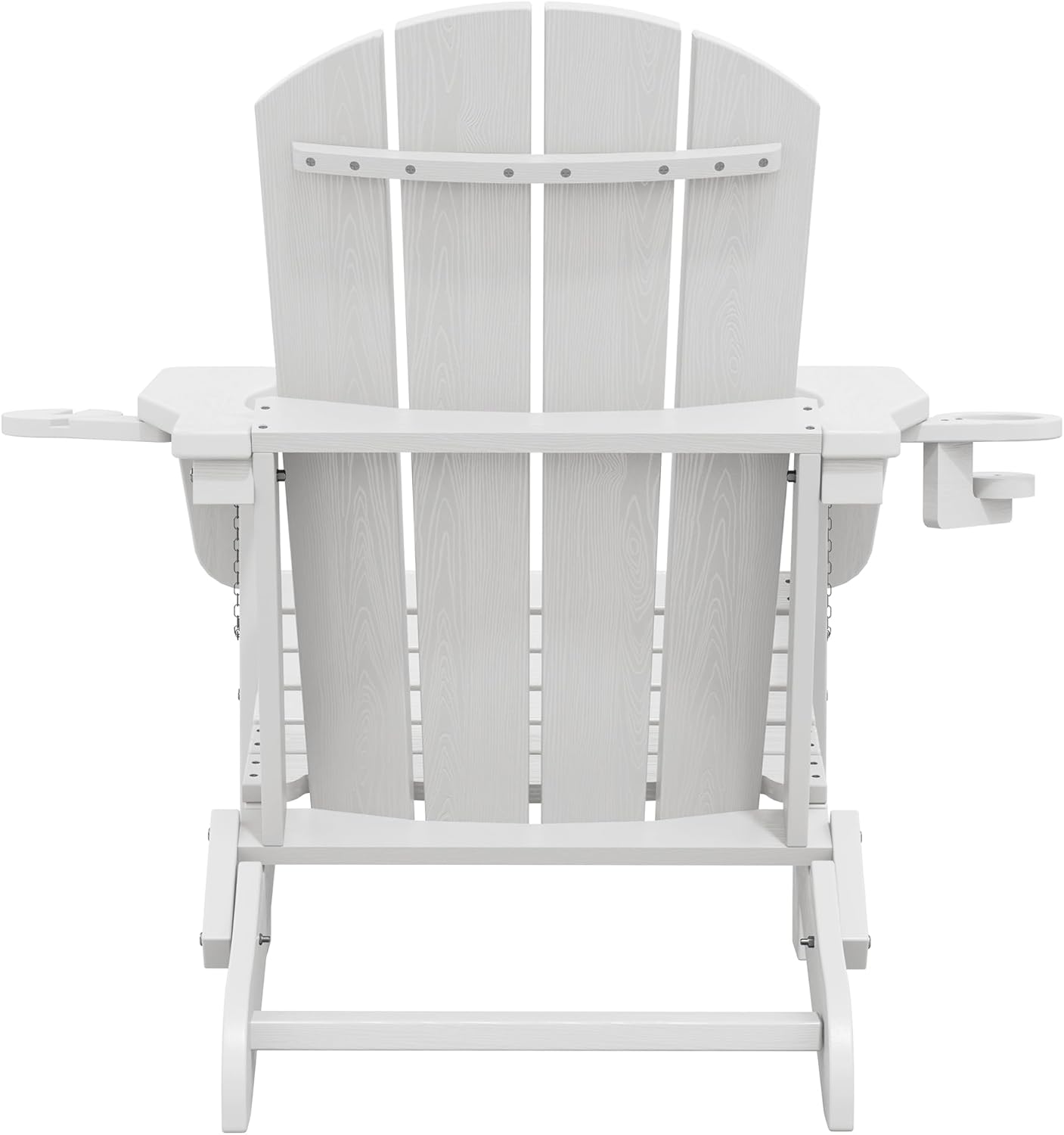 SERWALL Folding Adirondack Chair, Dual Cup Holders & All-Weather HDPE, Wood-Like Patio Chair for Backyard, Camping,Pool & Fire Pit- White