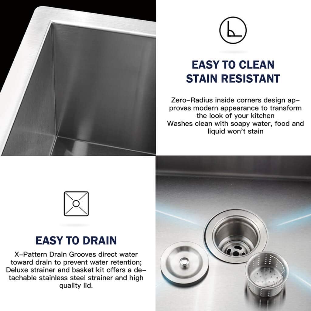 TORVA 32-Inch Undermount Kitchen Sink, Premium 304 Stainless Steel Bar Sink - 10 Inches Deep Basin Single Bowl Sink