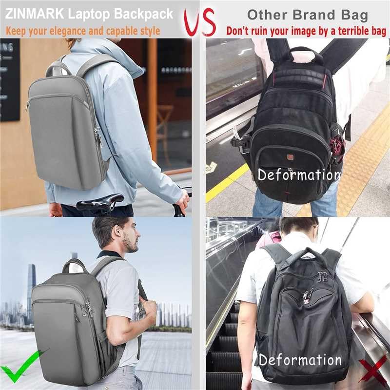 ZINMARK Slim Expandable 15 15.6 16 Inch Laptop Backpack Anti Theft Travel Business Durable Computer Bag, Multipurpose Large Capacity Daypack for Men And Women,G01Y01