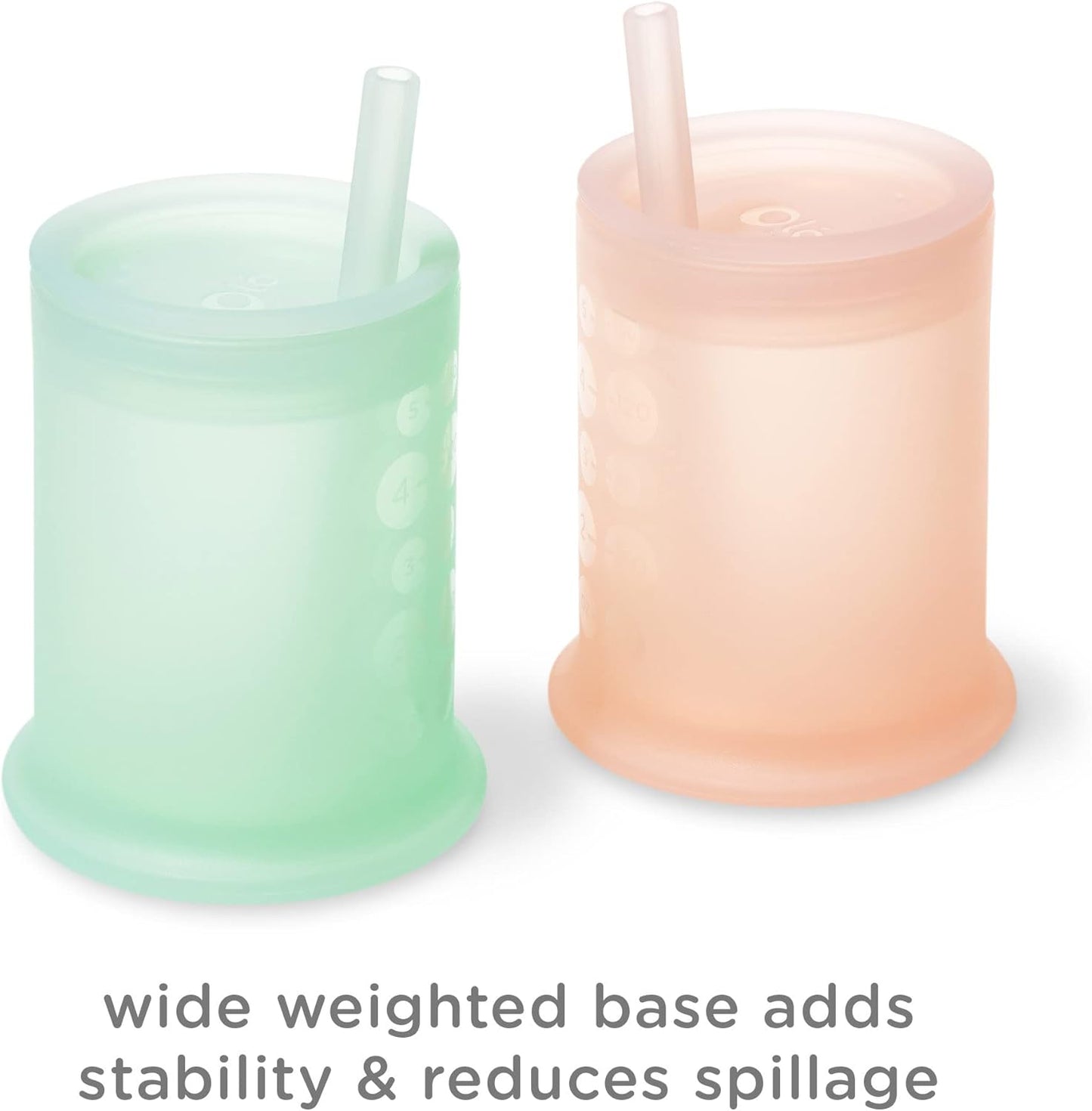 Olababy Silicone Training Cup with Straw Lid | Babies Water Drinking Cup | 6+ Mo Infant To 12-18 Months Toddler | Sippy Cup For Kids & Smoothie Cup | Baby Led Weaning (Coral, 5 oz)