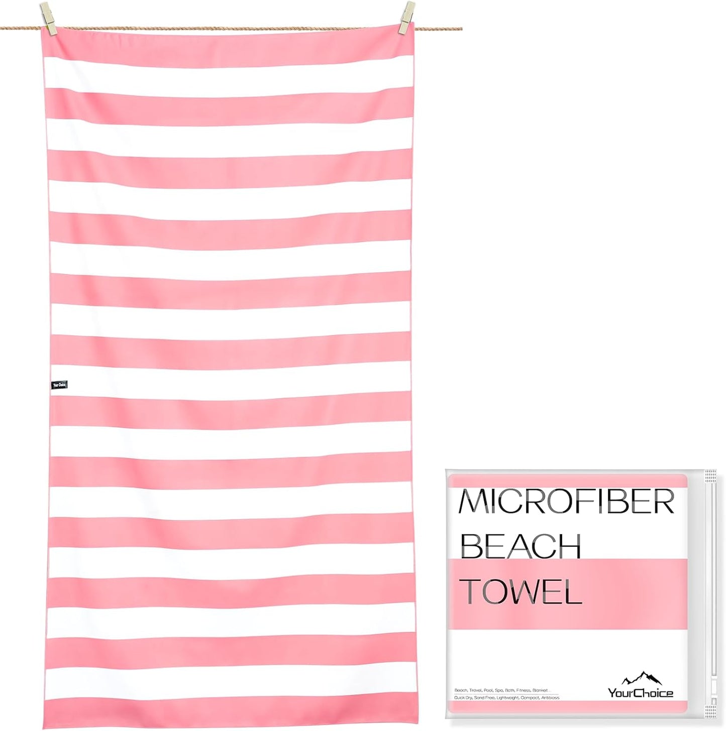 Your Choice Microfiber Quick Dry Sand-Free Beach Towel for Adults & Kids (67x35 Inch, 60x30 Inch) - Oversized, Compact, Lightweight, Absorben