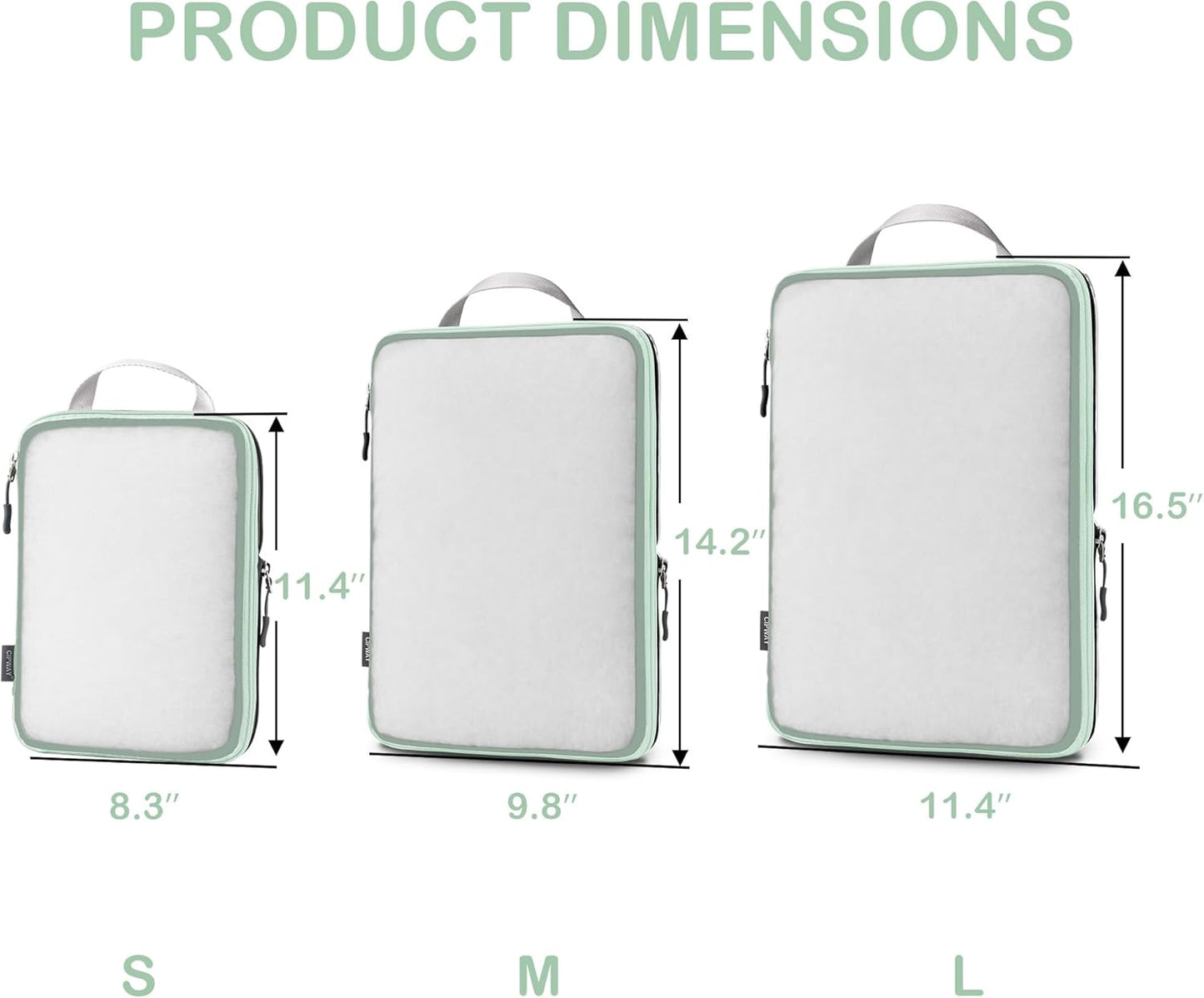 Cipway Mesh Compression Packing Cubes, Ultralight See Through Luggage Organizer Bags, Travel Essentials for Carry on Suitcase(3 Pcs,Sage Green)