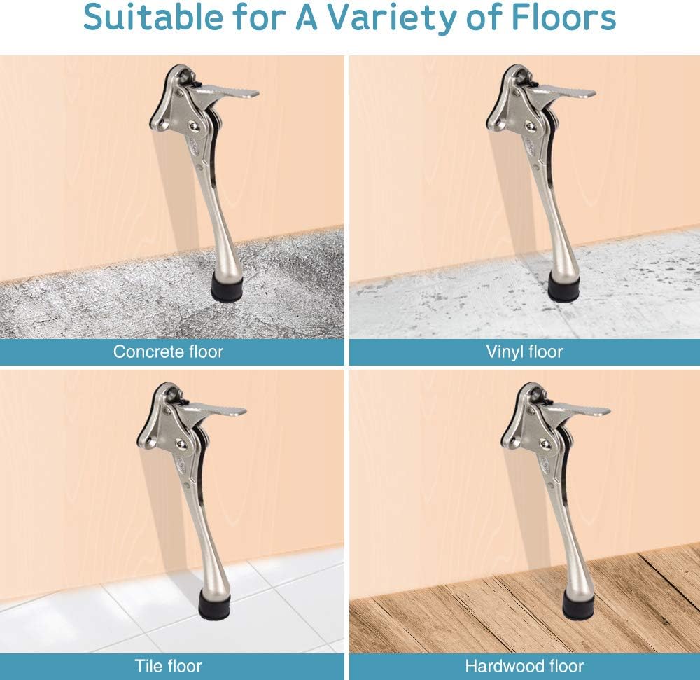 Door Stopper, One-Touch semi-Automatic Metal Door Stopper, with Non-Slip Rubber Tip for Wood, Concrete, Tiled, and Carpeted Floors (6inch x 1pack, Black)