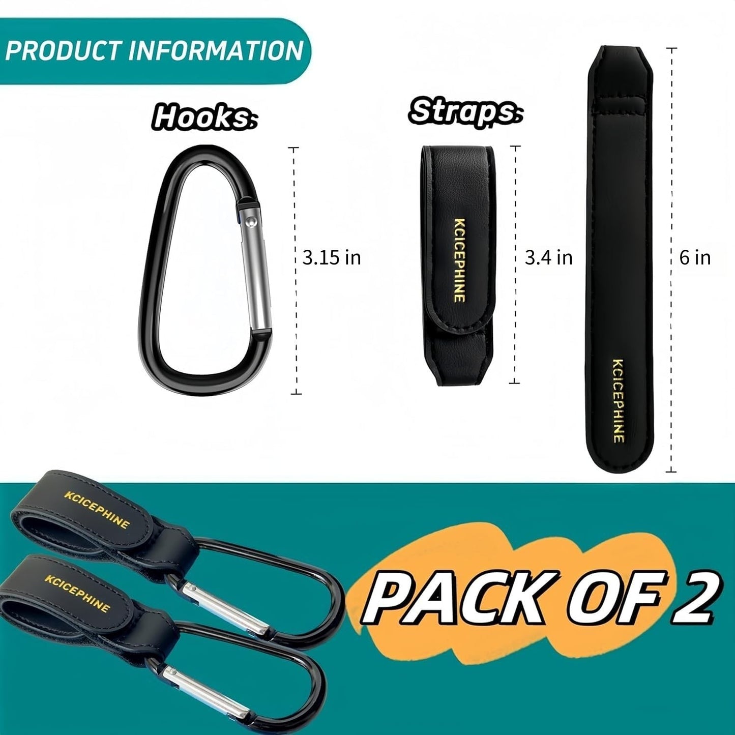 4Pack Universal Baby Stroller Hooks Clips for Hanging Bags and Shopping,Convenient Stroller Straps Accessories Perfect for Uppababy, Babyzen Yoyo, Britax, Bugaboo, Bob, Buggy, Shopping Cart(Black)