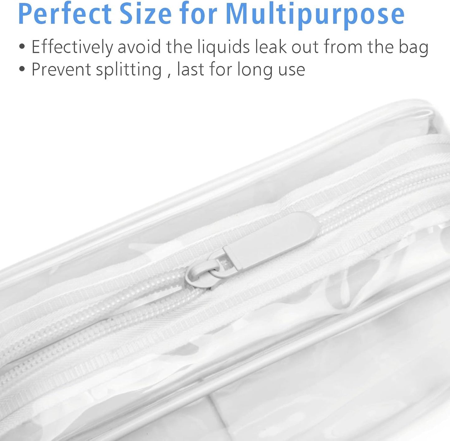 PACKISM Clear Makeup Bags, 4 Pack Quart Size Travel Bag TSA Approved Clear Travel Bags for Toiletries, Carry on Toilety Bag TSA Approved Toiletry Bags, White