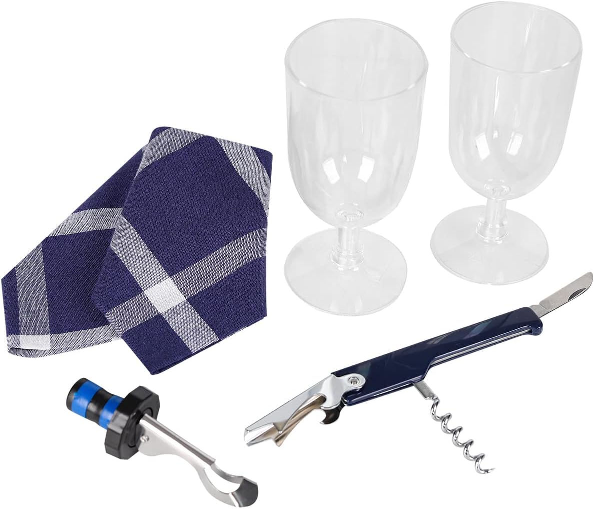 ALLCAMP Wine Tote Bag with Cooler Compartment,Picnic Set Carrying Two Sets of Tableware(Blue)