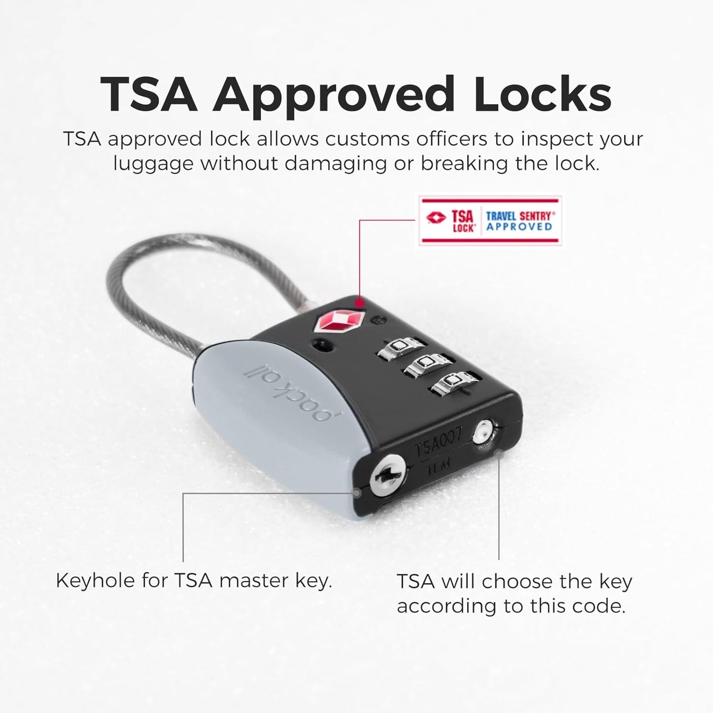 pack all TSA Approved Cable Luggage Locks, 3 Digit Combination Padlocks, Travel Lock for Suitcases & Bag, Alloy Body, Travel Accessories (4 Pack)(Grey)
