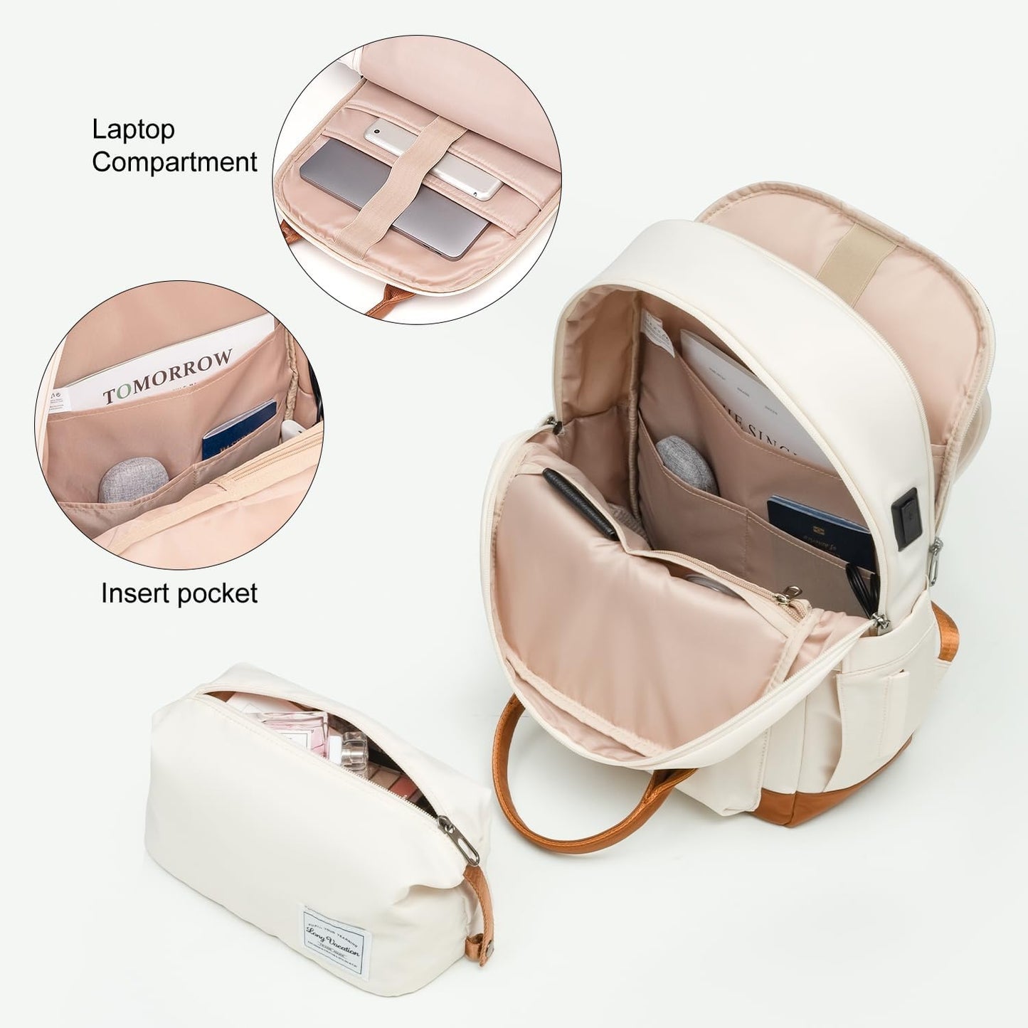 LONG VACATION 3 Piece Carry On Luggage Set with Backpack, 20 Inch Carry Suitcase with Spinner Wheels, ABS+PC Hardshell Suitcase set with TSA Lock & YKK Zipper