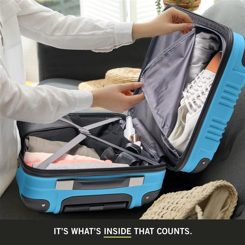 Kenneth Cole REACTION Out of Bounds Lightweight Hardshell 4-Wheel Spinner Luggage, Teal, 20-Inch Carry On