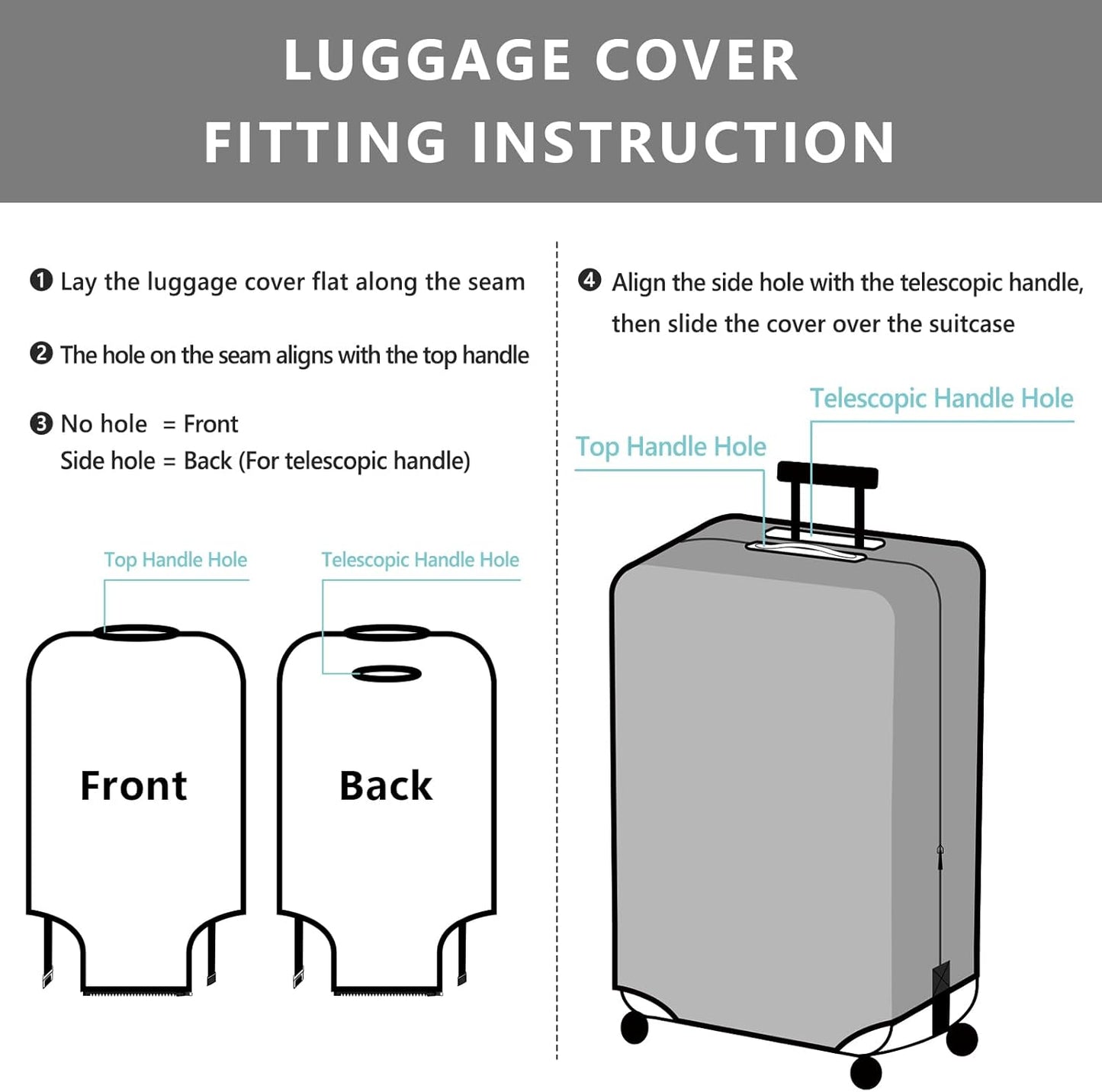 Travelkin Luggage Cover Washable Suitcase Protector Anti-scratch Suitcase cover Fits 18-32 Inch Luggage (Go travel-Trip, M)