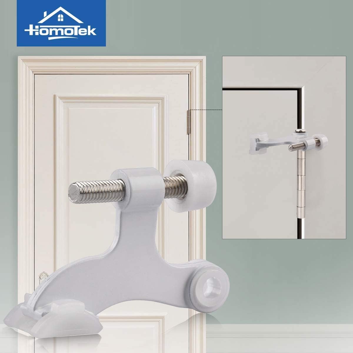 HOMOTEK 12 Pack Hinge Pin White Door Stopper,Adjustable Deluxe Heavy Duty Door Stopper 2-1/2"x1-3/4”,with White Rubber Bumper Tips