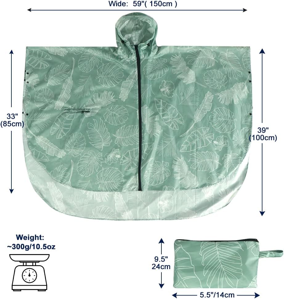 ANYOO Waterproof Rain Poncho Lightweight Reusable Hiking Hooded Coat Jacket for Outdoor Activities