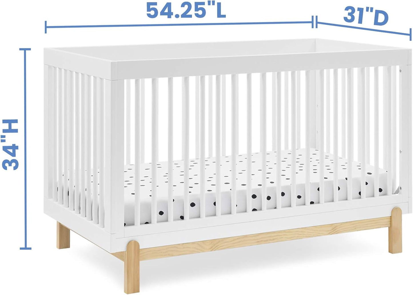 Delta Children Poppy 4-in-1 Convertible Crib, Bianca White/Natural