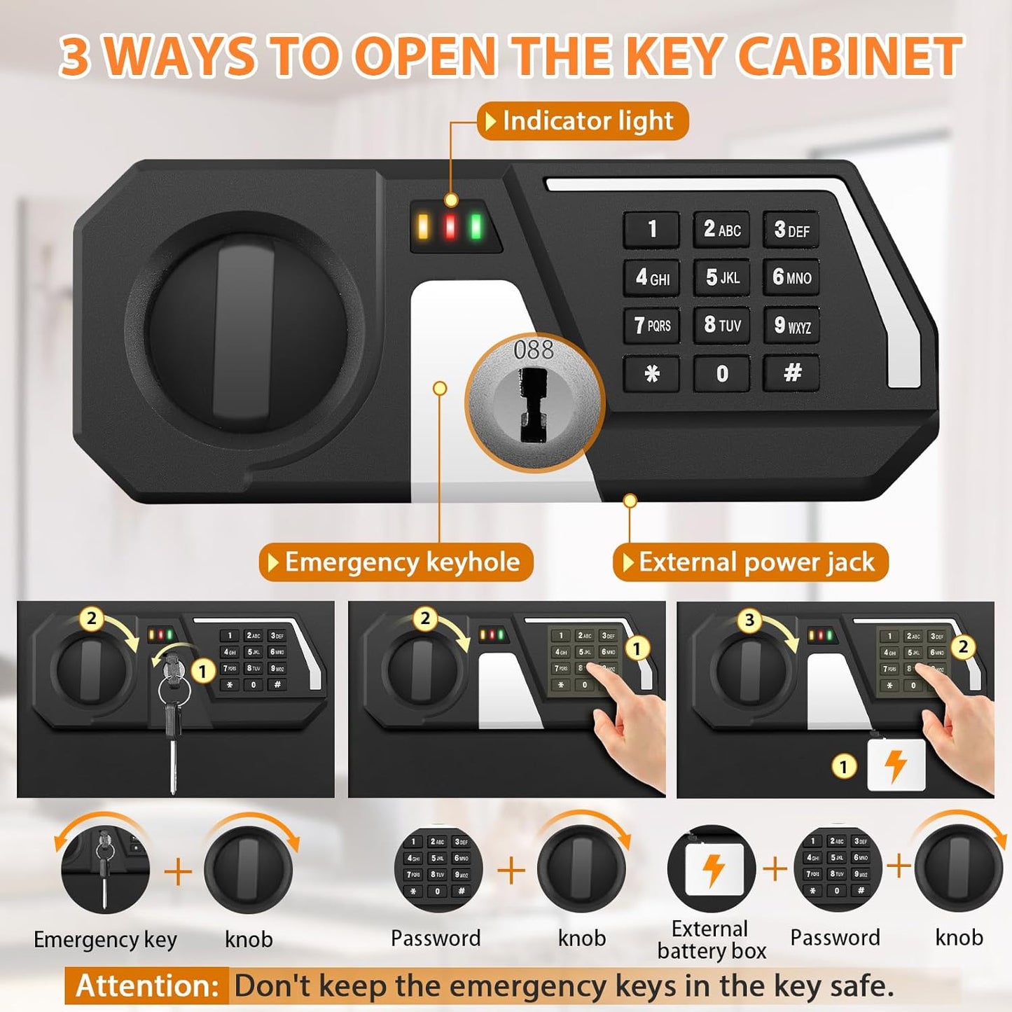 200 Keys Fireproof Key Safe with Hook Plates and Key Tags, Anti-Theft Key Lock Box Wall Mount with Combination Lock, Heavy Duty Key Box Key Cabinet Key Organizer for Home Office Garage