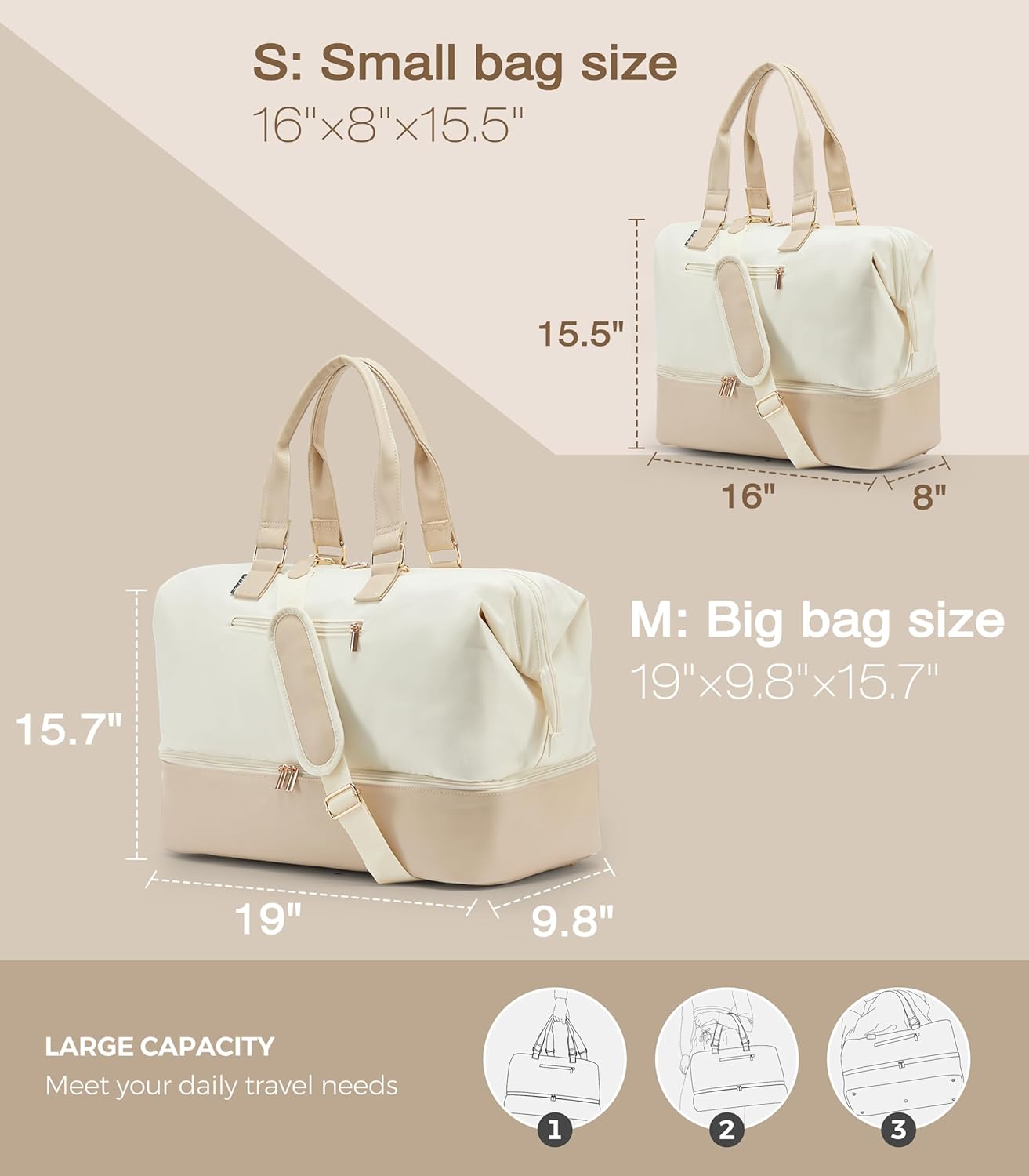 Weekender Bags for Women, Large Travel Duffel Bag with Shoes Compartment, Carry On Overnight Tote Bags with Toiletry Bag