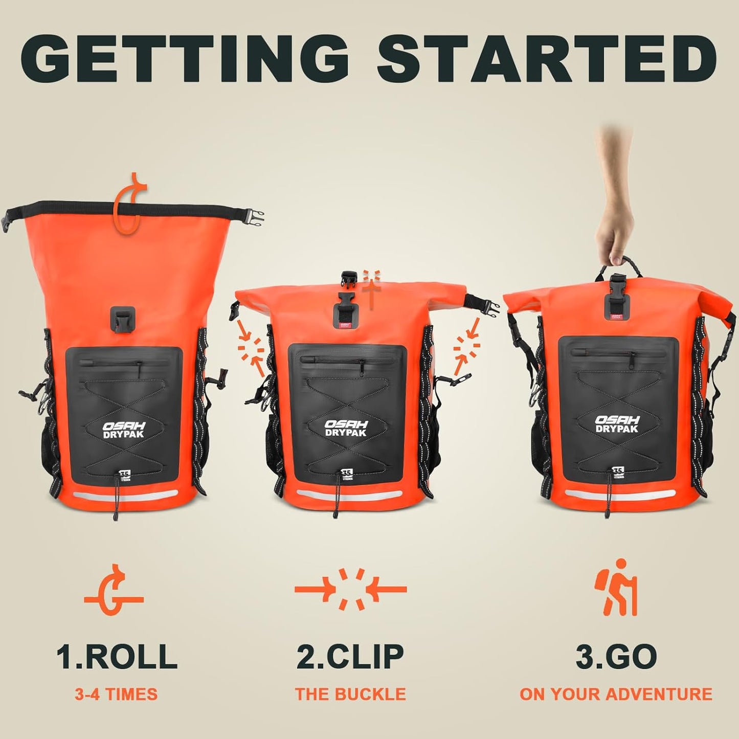 Waterproof Backpack Dry Bag 35L/55L/85L ā Heavy Duty Roll-Top Hiking Backpack Sack Keeps Gear Dry for Travel, Kayaking, Boating, Camping, Rafting and Fishing
