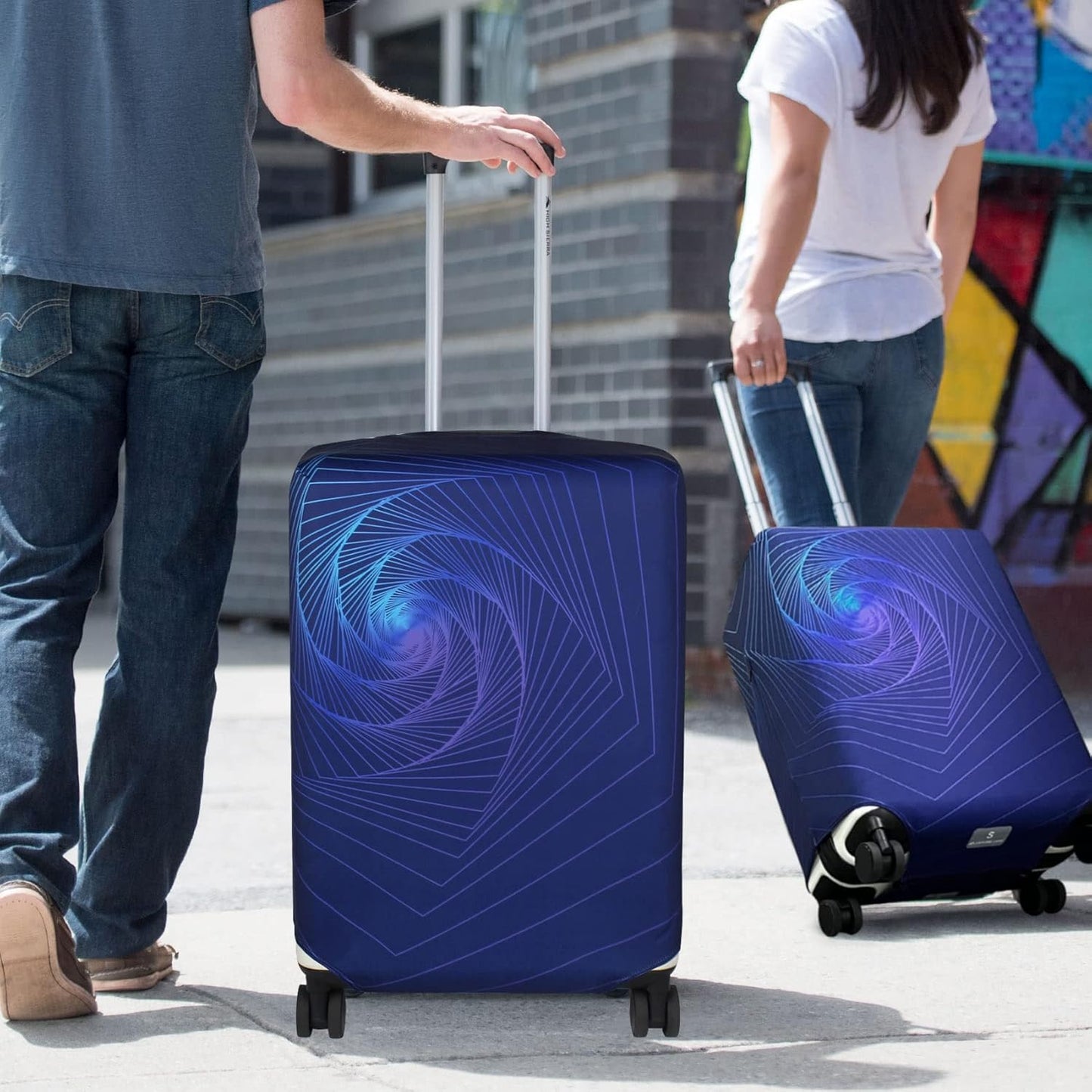 Explore Land Travel Luggage Cover Suitcase Protector Fits 18-22 Inch Case (Gyrotropic, S)