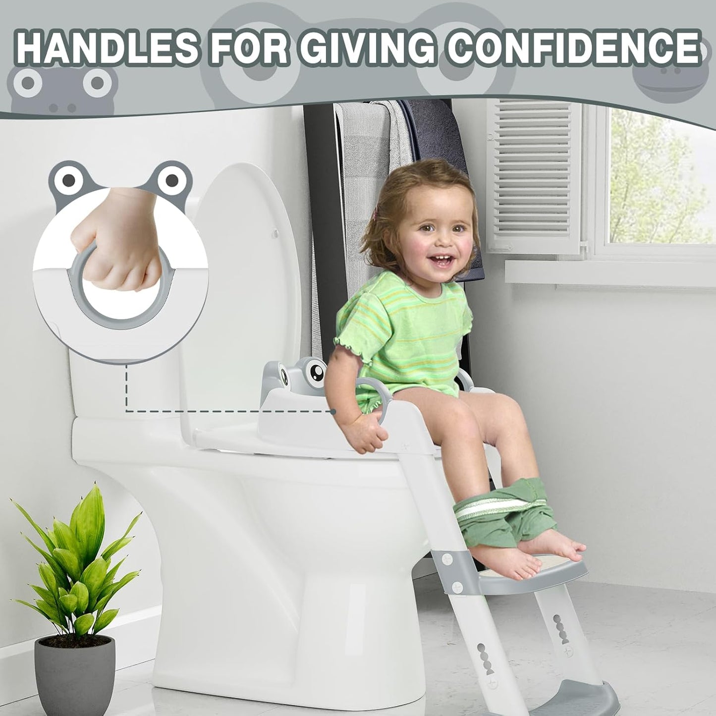Potty Training Seat with Ladder for Kids – Soft PU Padded Toilet Training Seats, Foldable Toddler Step Stool with Non-Slip Design, Easy Setup for Home Bathroom Use