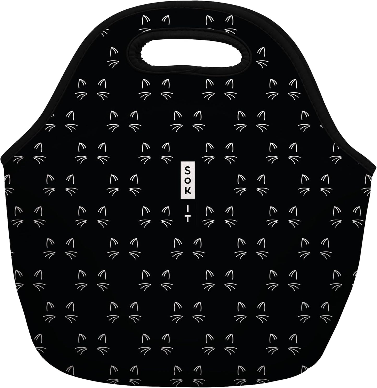 Sok It LunchTote Zippered Bag Insulated Neoprene Caddy (Mystical Meows, Large 4.5 Quart Lunch Tote)