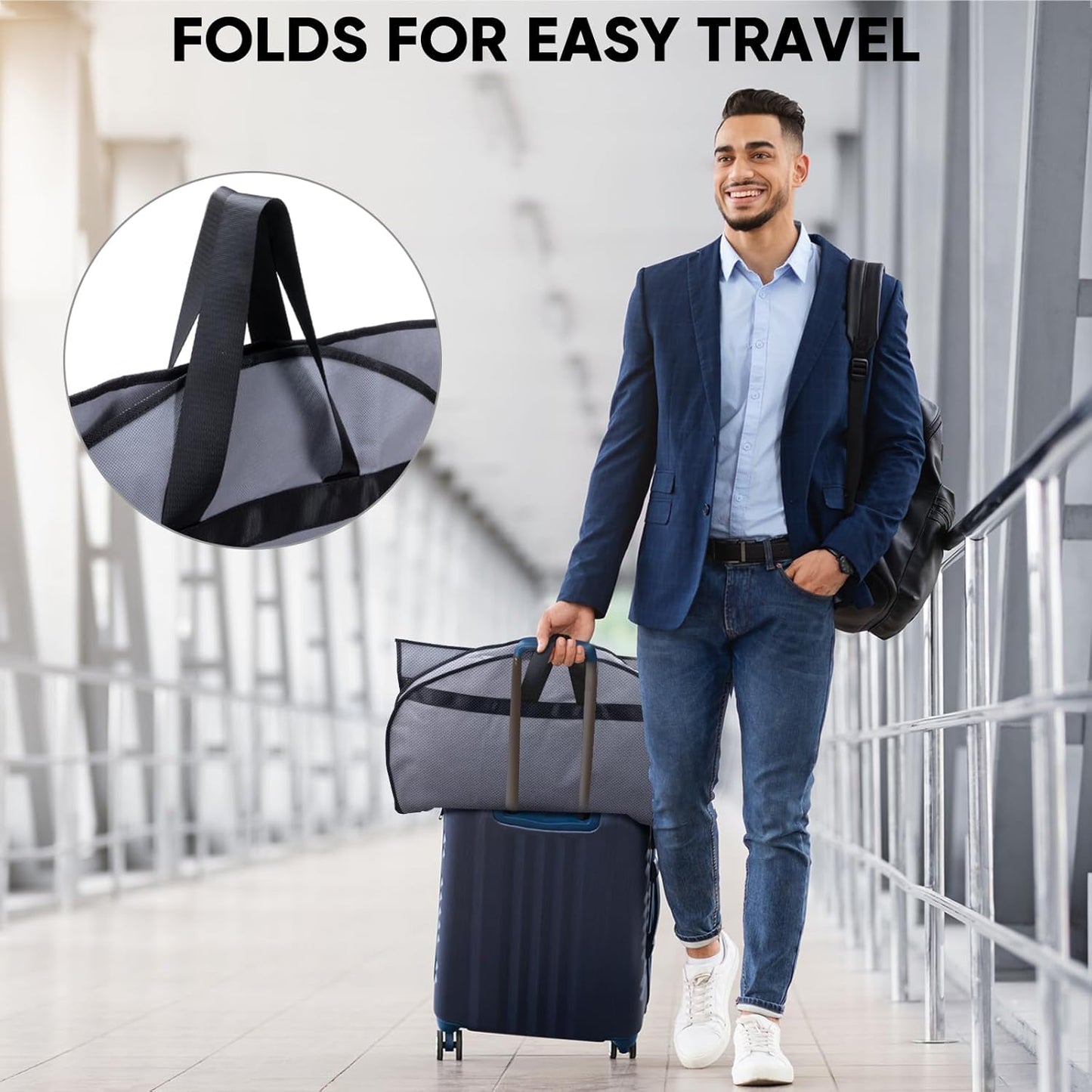 BALEINE 1PK Heavy Duty Garment Bag with Shoe Storage Travel Bag for Dresses, Suit, Coats Travel Essential (54", Grey)