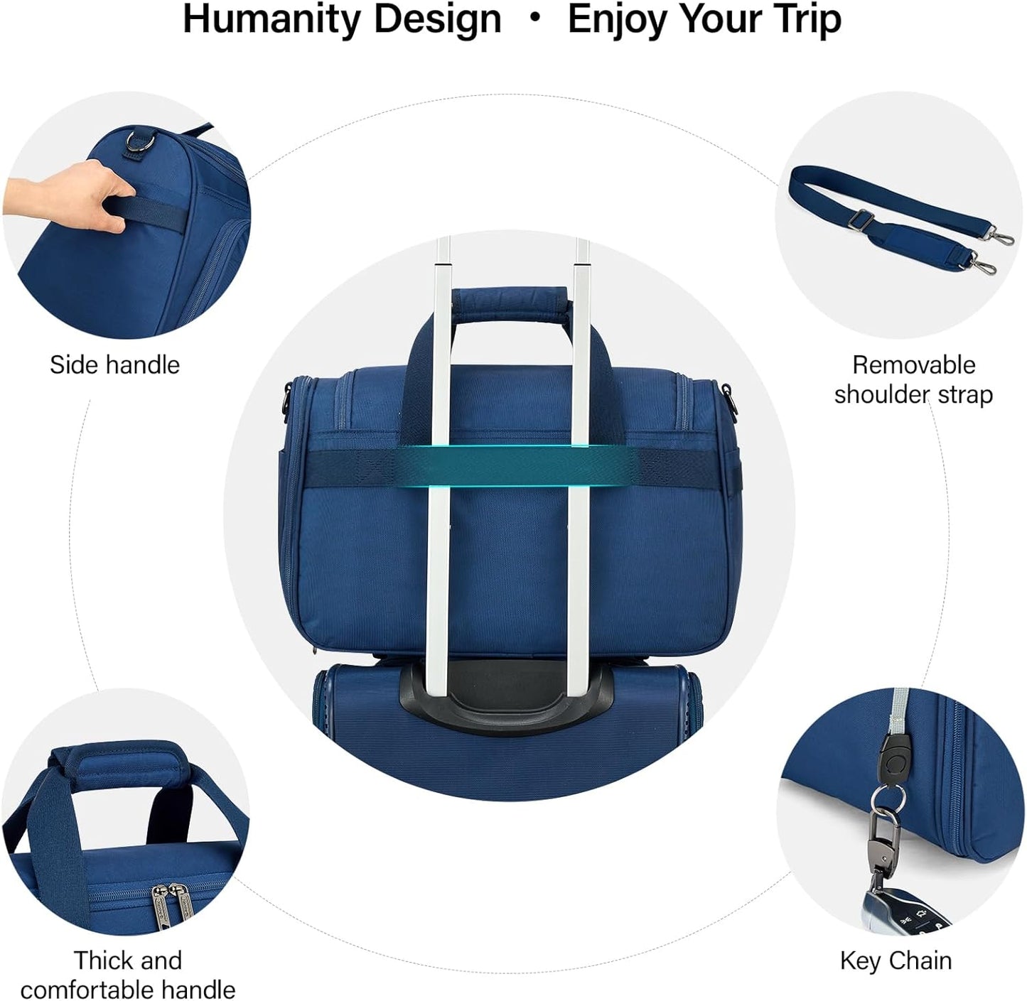 Hanke Underseat Carry On luggage Bags for Travel, Foldable Travel Bags for Women, Soft Lightweight Personal Item Travel Bag Small Carry On Bags for Airplanes, Travel Tote Bags for Women Men.(Blue)