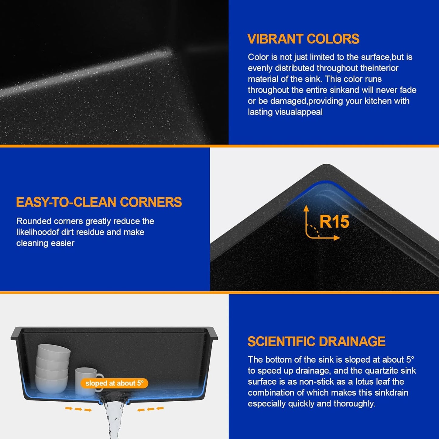 Dcolora 30 Inch Matte Black Kitchen Sink Workstation Granite Composite Undermount Single Bowl Kitchen Sink,DC-GU8769