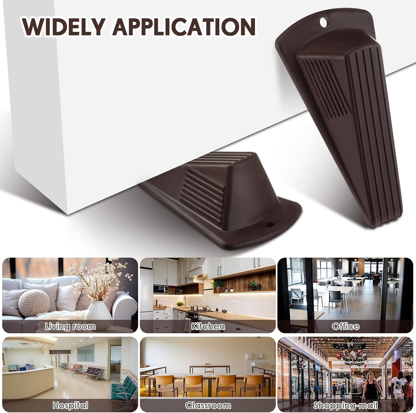 Frienda 2 Pcs Jumbo Door Stoppers Heavy Duty Door Stopper Tall up to 2inch Tall Wedge TPR Large Wedge Stackable Big Rubber Doorstop for Hotel Carpet Hardwood Concrete and Tile (Coffee)