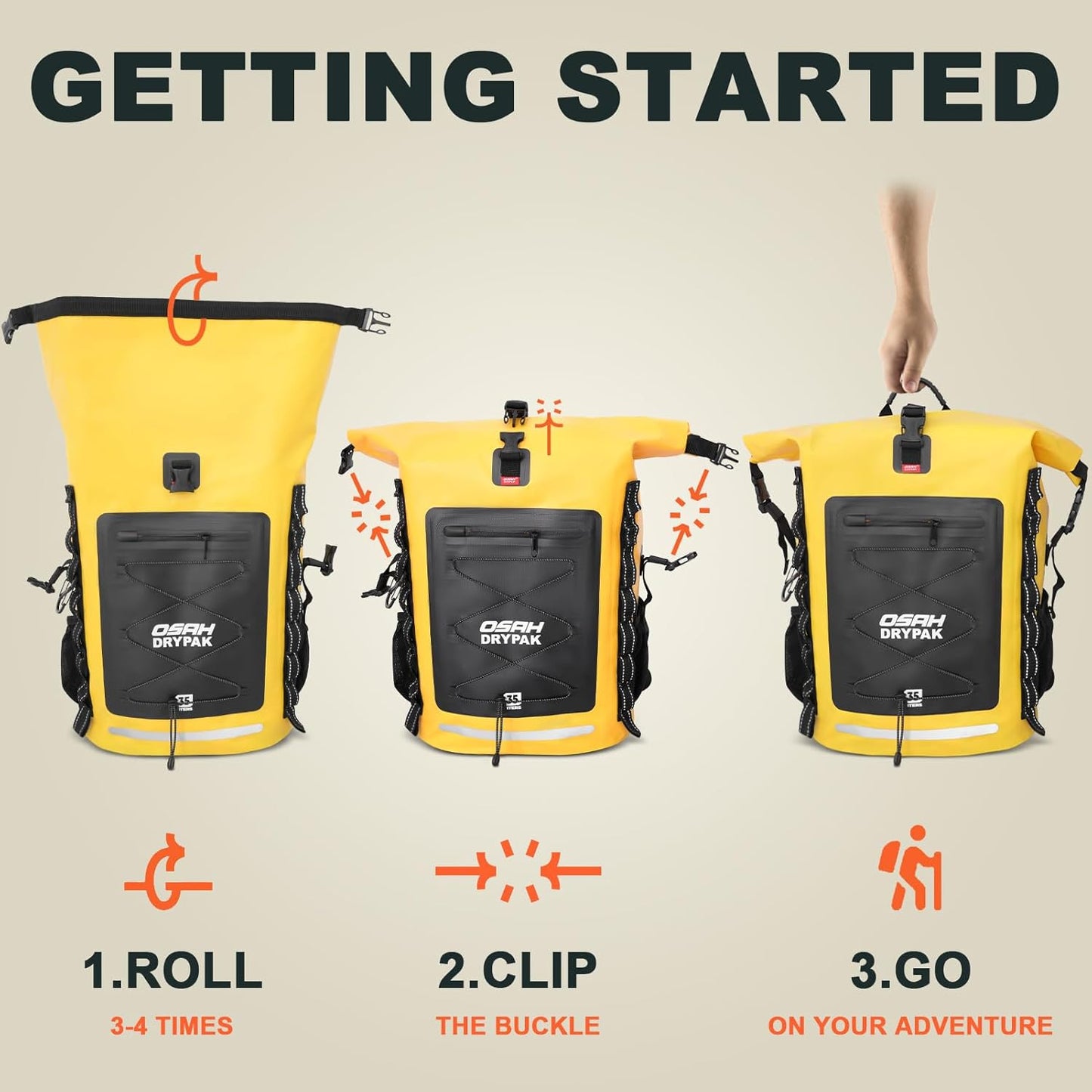 Waterproof Backpack Dry Bag 35L/55L/85L ā Heavy Duty Roll-Top Hiking Backpack for Travel, Kayaking, Boating, Camping, Rafting and Fishing