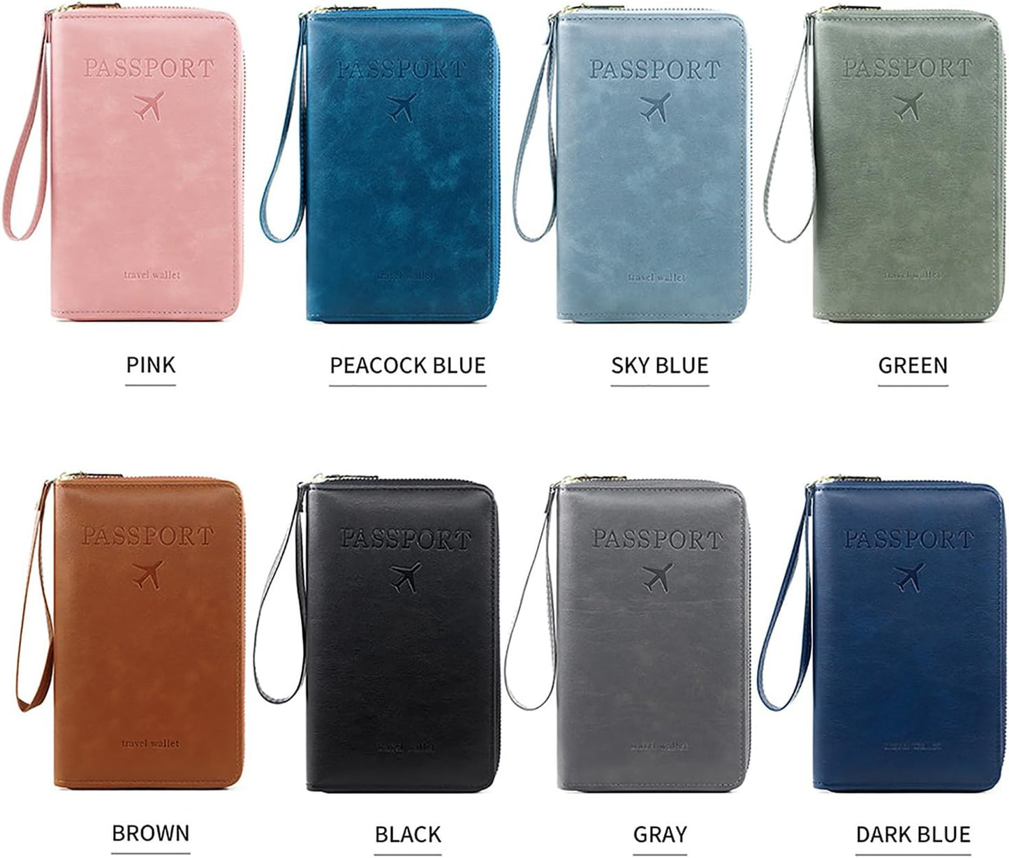 Rowgins Rfid Blocking Passport Holder Wallet, Rowgins Rfid Passport Holder with Zipper, PU Leather PassportHolder for Travel (PINK)
