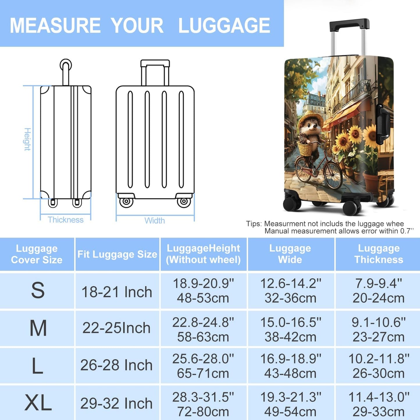 Raccoon Luggage Cover Washable Suitcase Protector Anti-Scratch,Stretchable Fit for 20-34Inch Luggage Durable Travel Bag Cover with Zipper Closure (M(24-26inch suitcase))