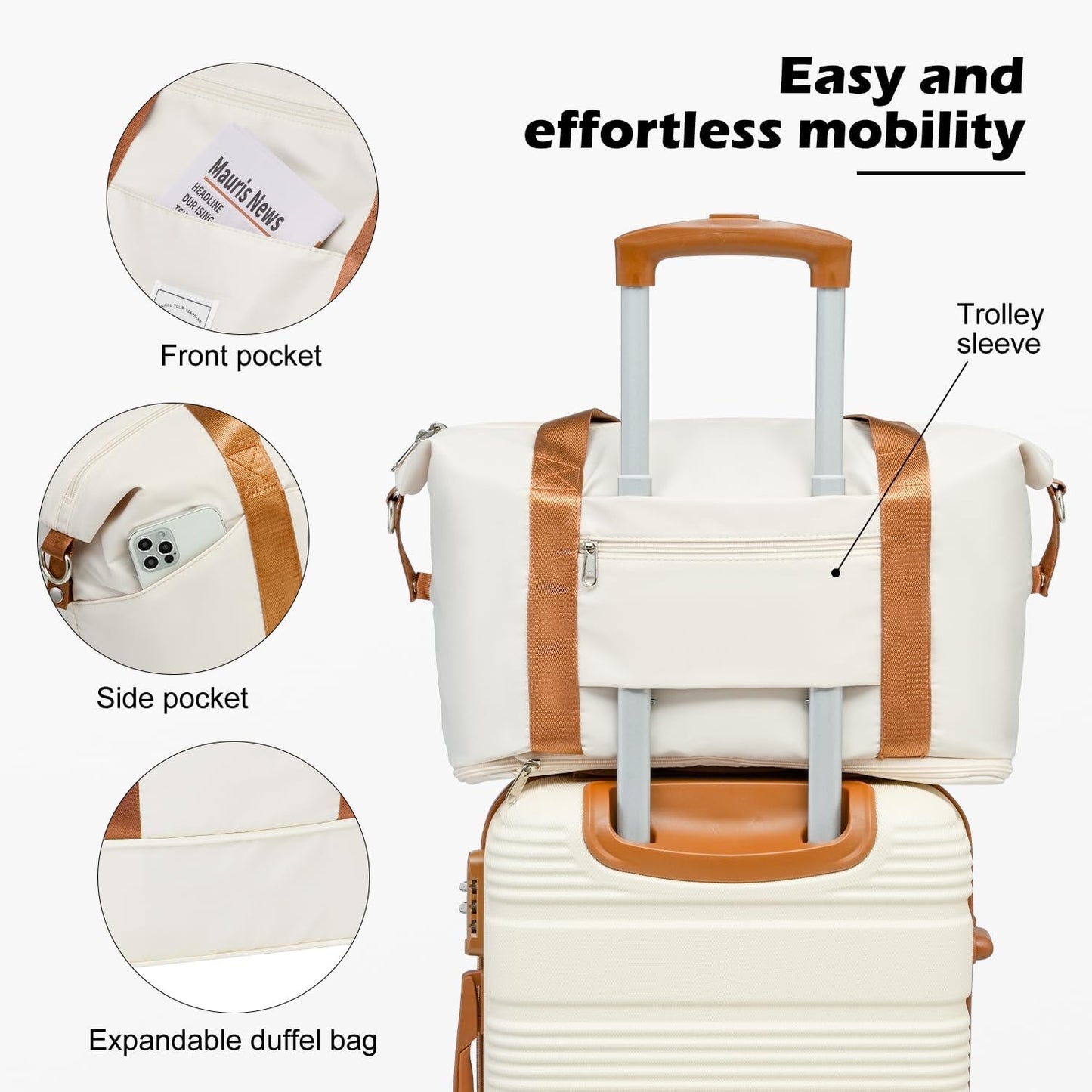 LONG VACATION 3 Piece Carry On Luggage 20 Inch Suitcase with Spinner Wheels, ABS+PC Hardshell Suitcase set with TSA Lock & YKK Zipper