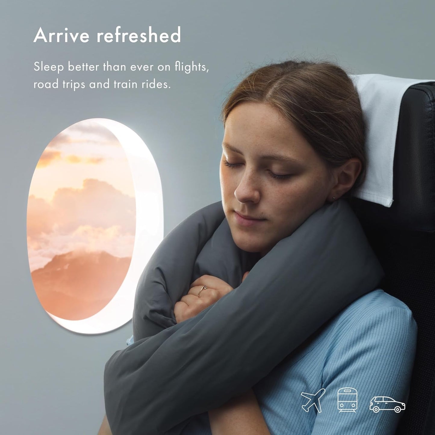 Huzi Infinity Pillow - Travel Neck Pillow - Versatile Soft 360 Support Scarf - Machine Washable - Home Travel Flight Road Trips Airplane Sleeping (Midnight Grey)