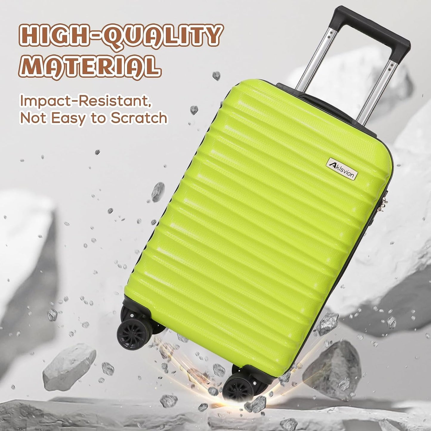 Carry on luggage 20 In suitcase with Spinner Wheels ABS & PC Hardside Luggage(Lime)