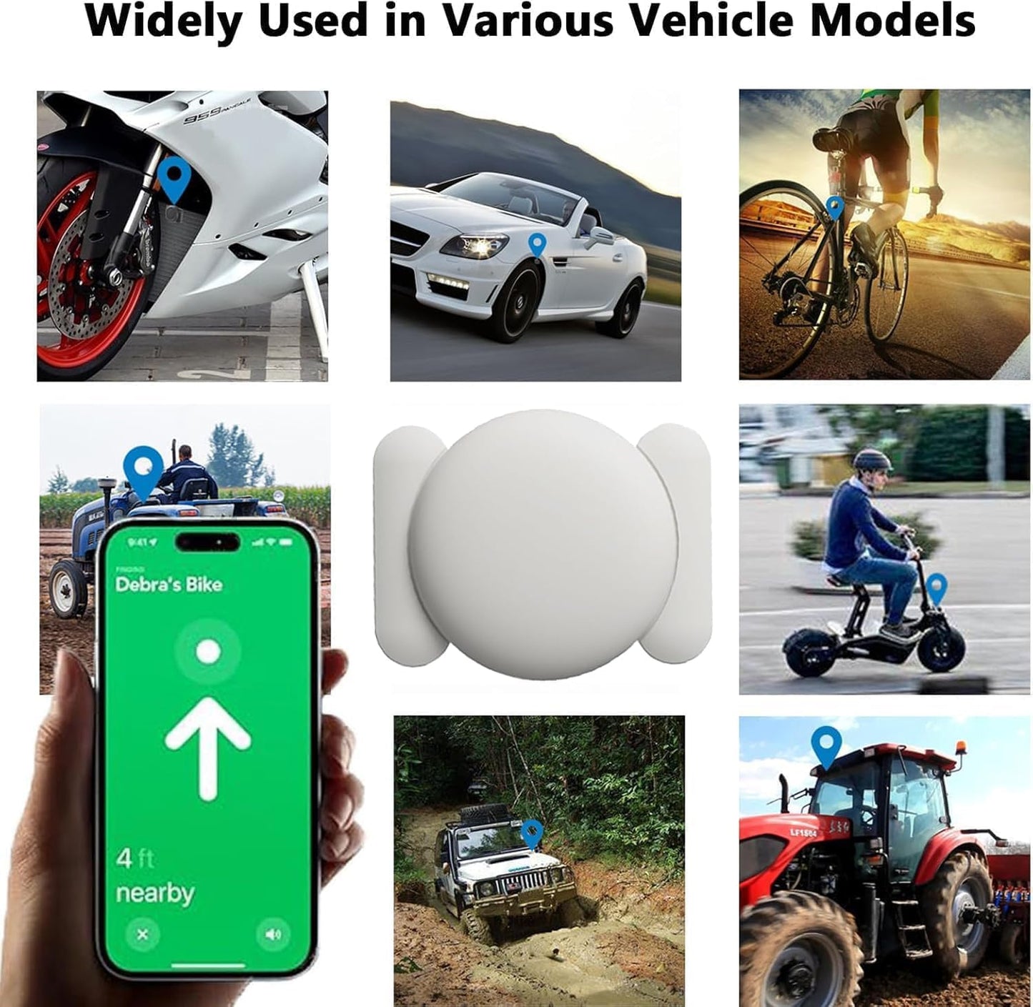 No Subscription Vehicle GPS Tracker,Portable Car GPS Tracker Work with Apple Find My(iOS Only,Mini Magnetic GPS Device Full Coverage Pinpoint Vehicle Location Elderly Children Pets (White,2PCS)