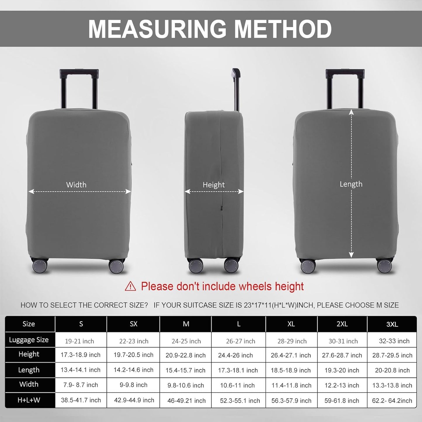 Travel Luggage Cover Suitcase Protector Scratch-Resistant Fit 19-31 Inch Suitcase, Not Included Suitcase (Slate Gray, XL(28-29 inch))