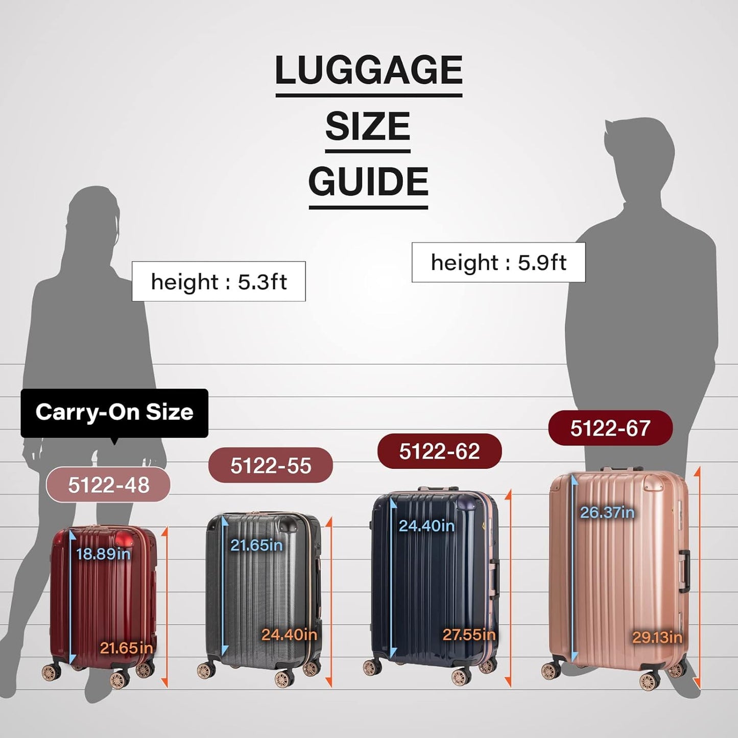 LEGEND WALKER Durable Aluminum Frame Hardside Luggage, 29-inch, Rose Gold, 5122-67-RGD