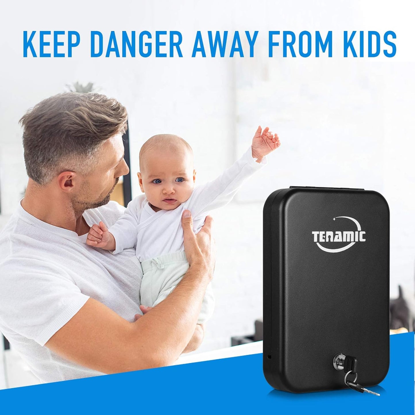 Tenamic Pistol Safe, Portable Travel Gun Safe, Solid Steel Handgun Lock Box for Home, Gun Safes for Car, Black