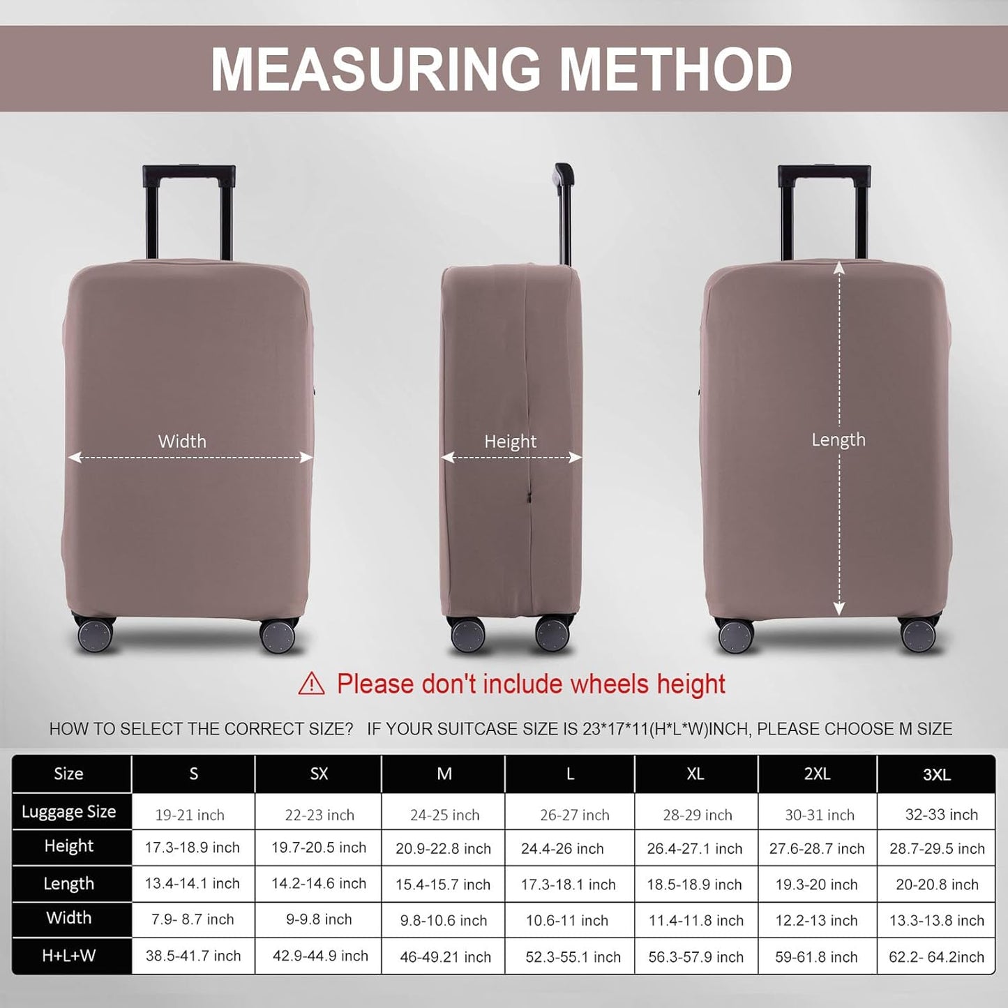Travel Luggage Cover Suitcase Protector Scratch-Resistant Fit 19-31 Inch Suitcase, Not Included Suitcase (Khaki, 2XL(30-31 inch))