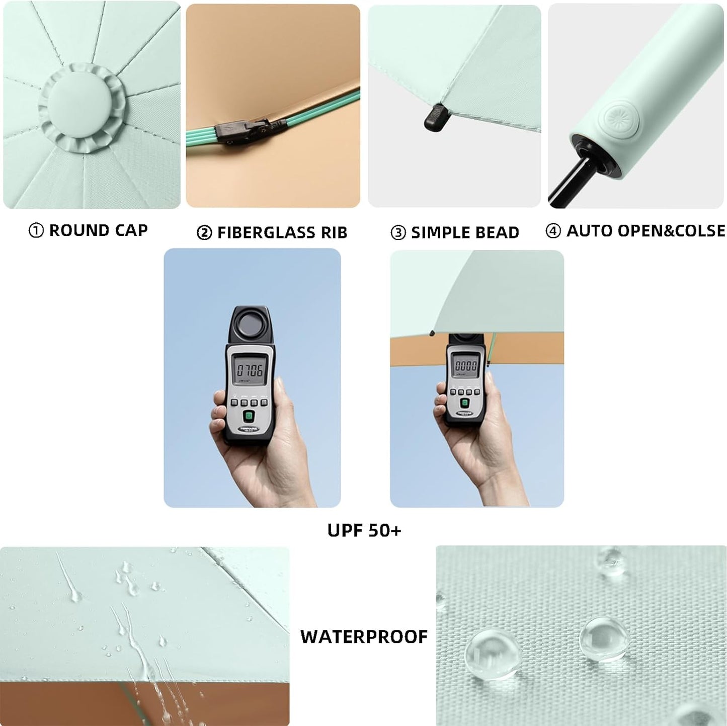 Folding Umbrella Anti-UV Compact Durable Folding Umbrella Auto Open Close Windproof Travel Umbrella Premium Grip Fits Backpack