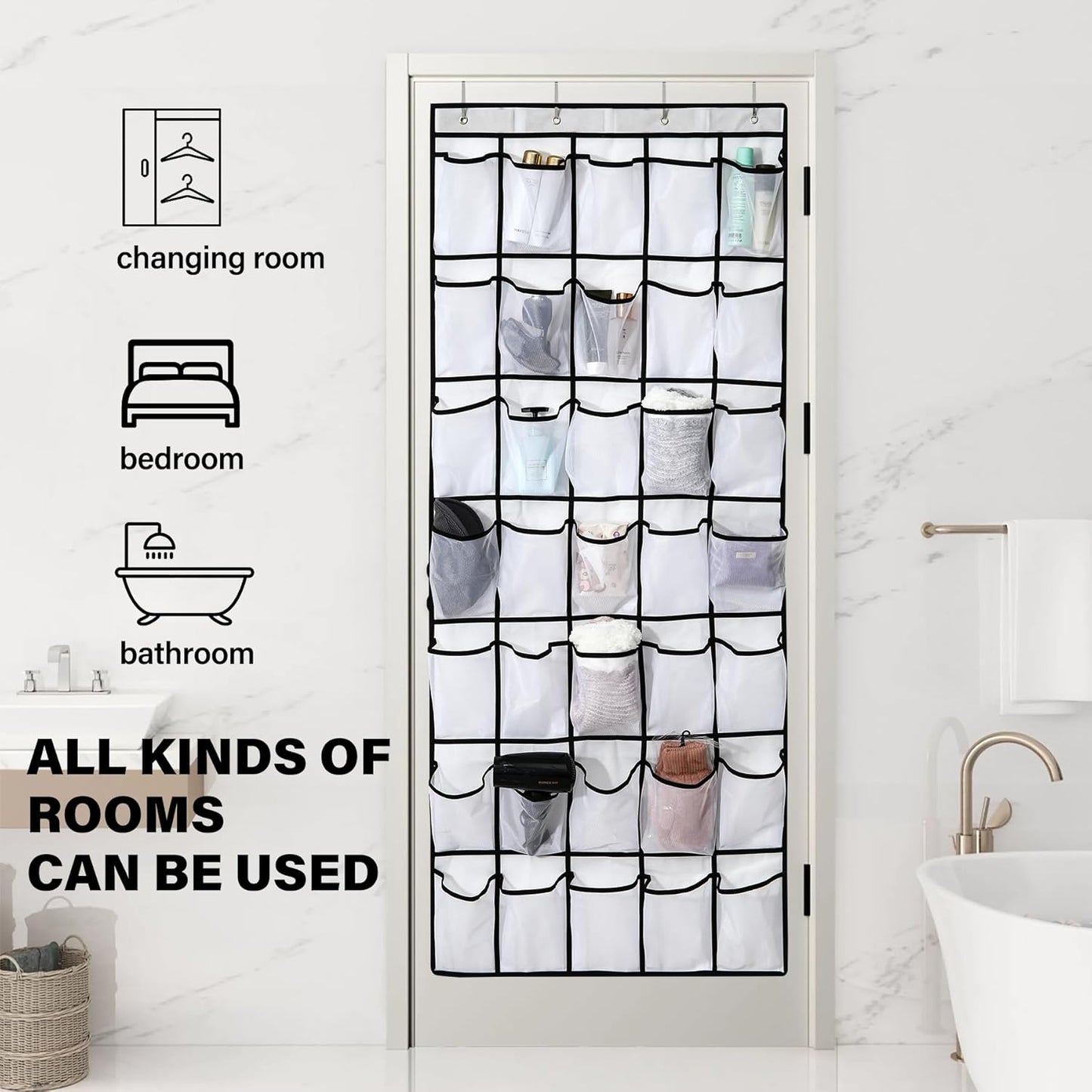 35Large Pockets Over The Door Shoe Organizer, Mesh Pockets Shoe Holder Rack, Capacity Shoe Hanging Storage,door shoe rack With 4 Metal Hook.
