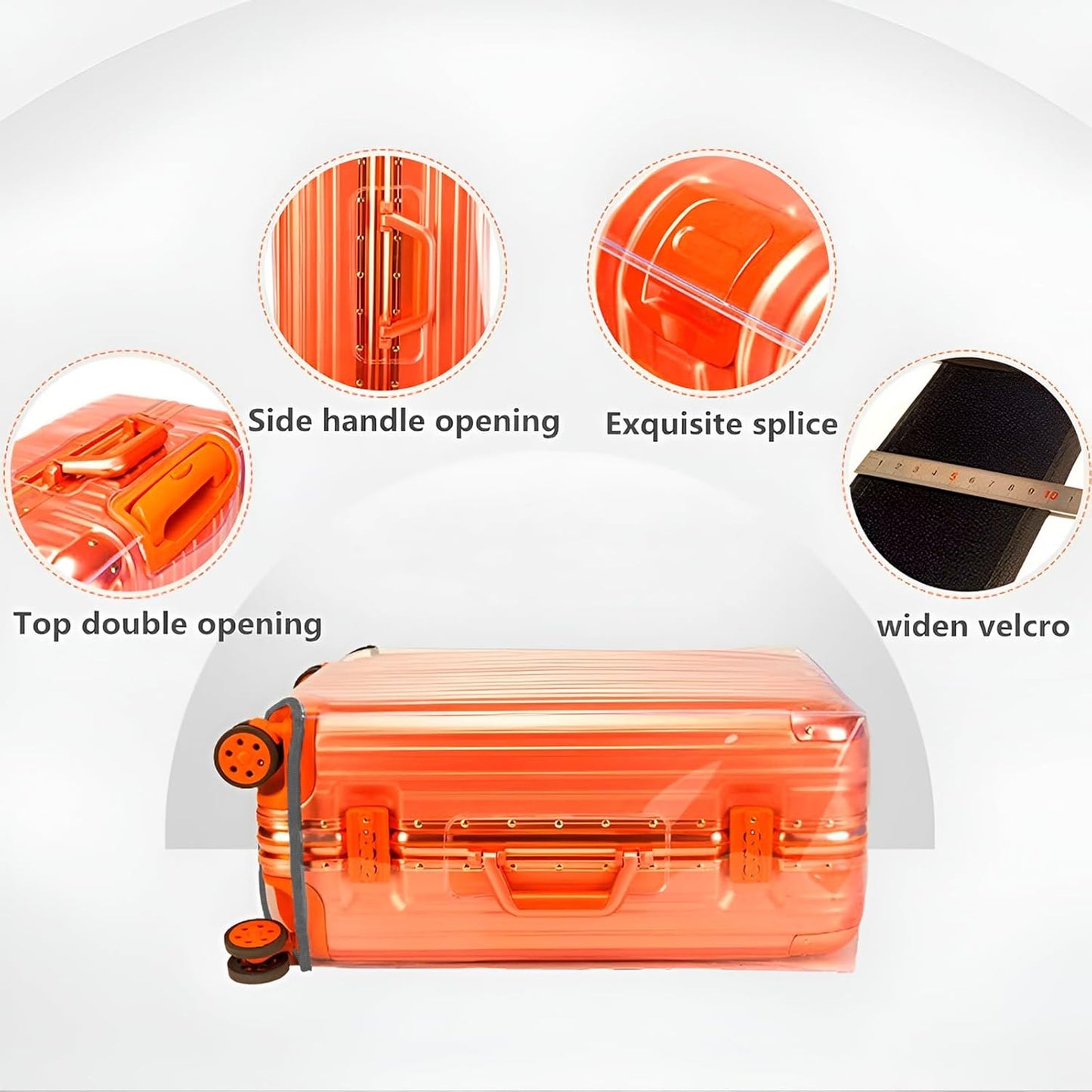 24 Inch Luggage Covers for Suitcase TSA Approved,Carry On Luggage Cover Protector Suitable 24-25 inch Full Clear 3mm Thickness Protector PVC Clear Suitable for Long Travel Accessories